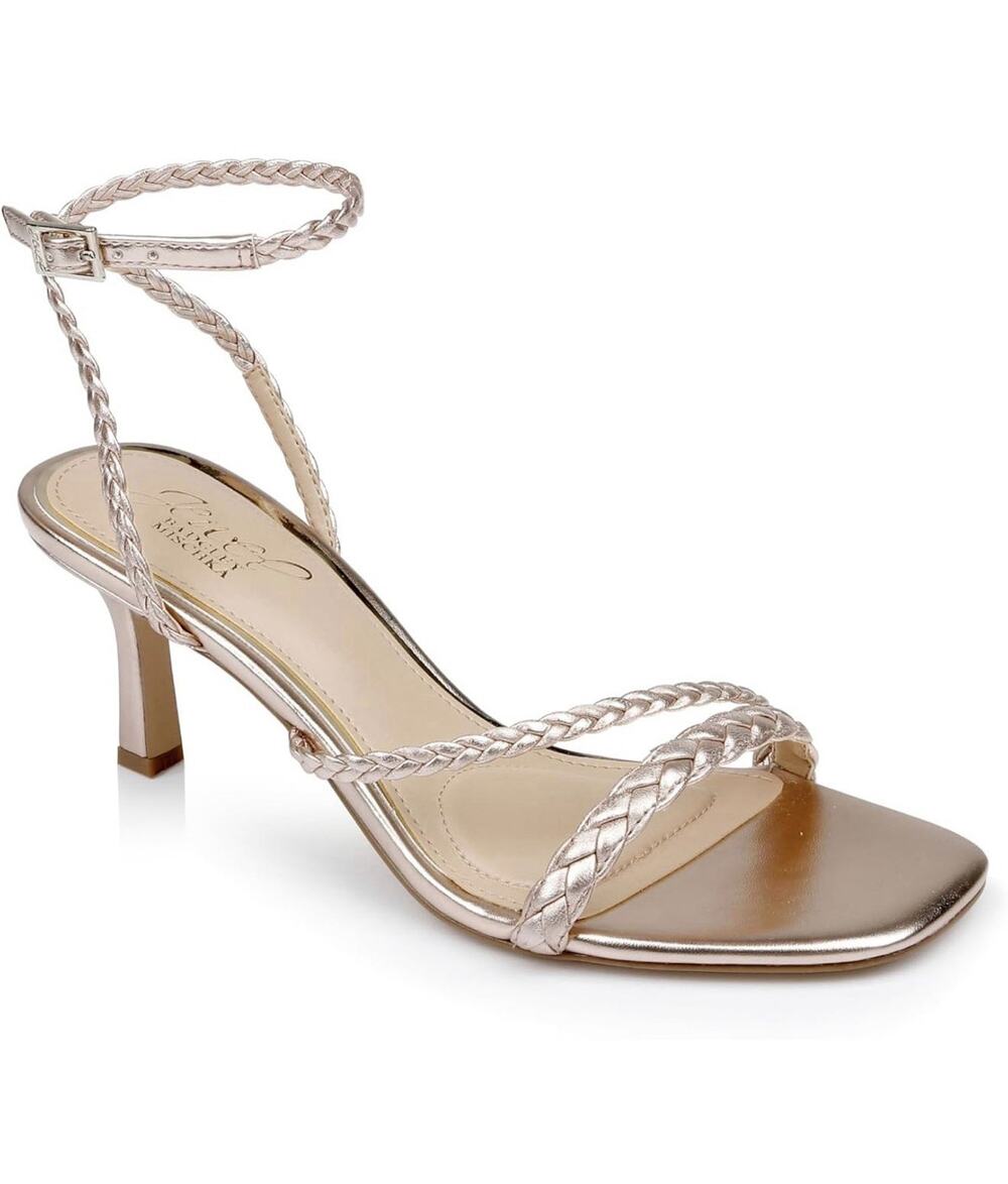 Badgley Mischka Gold Braided Strap Heeled Sandal